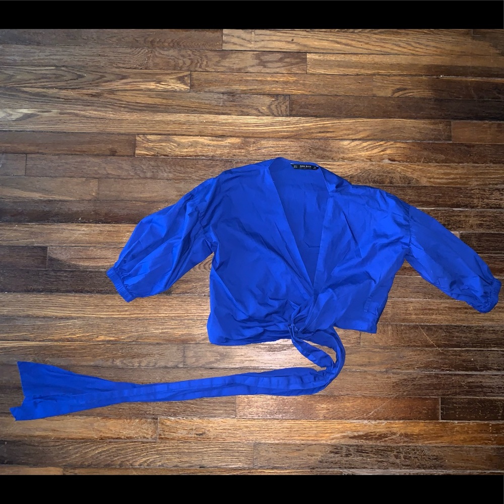 Royal blue Zara wrap crop top